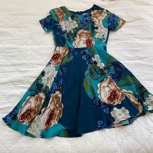 Anthropology Corey Lynn Calter Teal Floral Dress